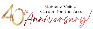 A banner about the 40th anniversary of Mohawk Valley Center for the Arts